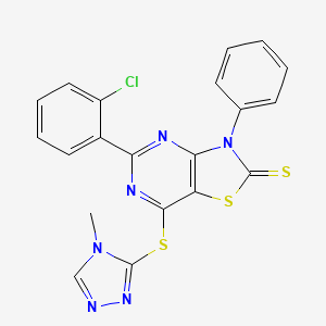 molecular formula C20H13ClN6S3 B15003829 5-(2-chlorophenyl)-7-[(4-methyl-4H-1,2,4-triazol-3-yl)sulfanyl]-3-phenyl[1,3]thiazolo[4,5-d]pyrimidine-2(3H)-thione 