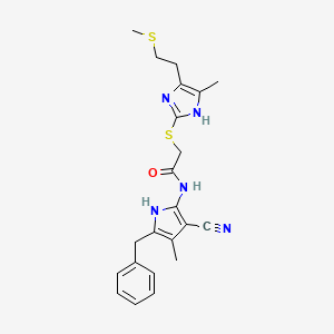 N-(5-benzyl-3-cyano-4-methyl-1H-pyrrol-2-yl)-2-({4-methyl-5-[2-(methylsulfanyl)ethyl]-1H-imidazol-2-yl}sulfanyl)acetamide