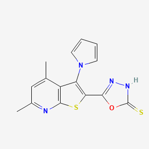 5-[4,6-dimethyl-3-(1H-pyrrol-1-yl)thieno[2,3-b]pyridin-2-yl]-1,3,4-oxadiazole-2-thiol