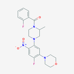 molecular formula C22H24F2N4O4 B15003884 {4-[4-Fluoro-5-(morpholin-4-yl)-2-nitrophenyl]-2-methylpiperazin-1-yl}(2-fluorophenyl)methanone 