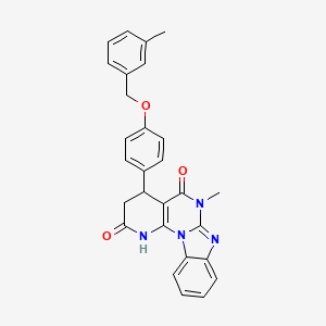 9-methyl-6-[4-[(3-methylphenyl)methoxy]phenyl]-1,3,9,11-tetrazatetracyclo[8.7.0.02,7.012,17]heptadeca-2(7),10,12,14,16-pentaene-4,8-dione