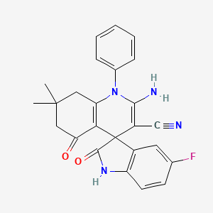 2'-amino-5-fluoro-7',7'-dimethyl-2,5'-dioxo-1'-phenyl-1,2,5',6',7',8'-hexahydro-1'H-spiro[indole-3,4'-quinoline]-3'-carbonitrile