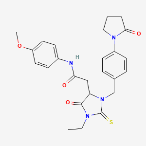 2-{1-ethyl-5-oxo-3-[4-(2-oxopyrrolidin-1-yl)benzyl]-2-thioxoimidazolidin-4-yl}-N-(4-methoxyphenyl)acetamide