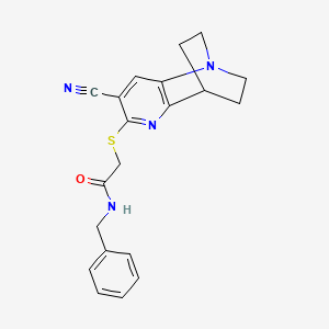 N-benzyl-2-[(7-cyano-3,4-dihydro-2H-1,4-ethano-1,5-naphthyridin-6-yl)sulfanyl]acetamide