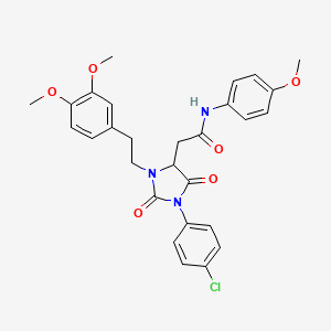 molecular formula C28H28ClN3O6 B15004010 2-[1-(4-chlorophenyl)-3-[2-(3,4-dimethoxyphenyl)ethyl]-2,5-dioxoimidazolidin-4-yl]-N-(4-methoxyphenyl)acetamide 