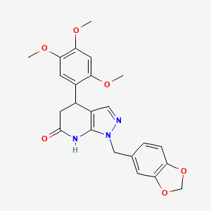 molecular formula C23H23N3O6 B15004012 1-(1,3-benzodioxol-5-ylmethyl)-4-(2,4,5-trimethoxyphenyl)-1,4,5,7-tetrahydro-6H-pyrazolo[3,4-b]pyridin-6-one 