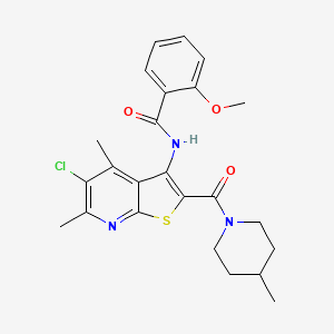 molecular formula C24H26ClN3O3S B15004014 N-[5-chloro-4,6-dimethyl-2-(4-methylpiperidine-1-carbonyl)thieno[2,3-b]pyridin-3-yl]-2-methoxybenzamide 