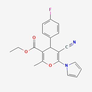 ethyl 5-cyano-4-(4-fluorophenyl)-2-methyl-6-(1H-pyrrol-1-yl)-4H-pyran-3-carboxylate