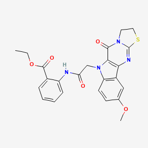 molecular formula C24H22N4O5S B15004025 ethyl 2-[[2-(4-methoxy-10-oxo-14-thia-8,11,16-triazatetracyclo[7.7.0.02,7.011,15]hexadeca-1(9),2(7),3,5,15-pentaen-8-yl)acetyl]amino]benzoate 