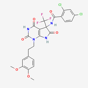 2,4-dichloro-N-{1-[2-(3,4-dimethoxyphenyl)ethyl]-2,4,6-trioxo-5-(trifluoromethyl)-2,3,4,5,6,7-hexahydro-1H-pyrrolo[2,3-d]pyrimidin-5-yl}benzamide