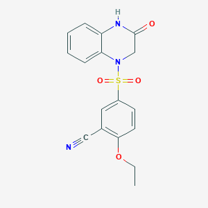 molecular formula C17H15N3O4S B15004085 2-ethoxy-5-[(3-oxo-3,4-dihydroquinoxalin-1(2H)-yl)sulfonyl]benzonitrile 