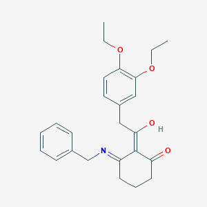 molecular formula C25H29NO4 B15004091 3-(Benzylamino)-2-[(3,4-diethoxyphenyl)acetyl]cyclohex-2-en-1-one 