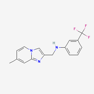 molecular formula C16H14F3N3 B15004115 N-[(7-methylimidazo[1,2-a]pyridin-2-yl)methyl]-3-(trifluoromethyl)aniline 