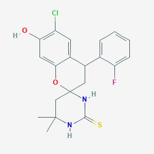 6-chloro-4-(2-fluorophenyl)-7-hydroxy-6',6'-dimethyl-3,4,5',6'-tetrahydro-1'H-spiro[chromene-2,4'-pyrimidine]-2'(3'H)-thione