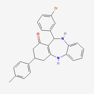 molecular formula C26H23BrN2O B15004131 11-(3-bromophenyl)-3-(4-methylphenyl)-3,4,10,11-tetrahydro-2H-dibenzo[b,e][1,4]diazepin-1-ol 