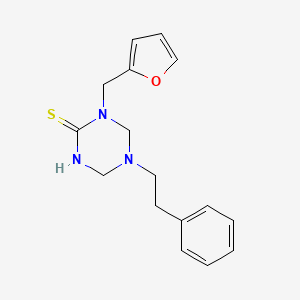 molecular formula C16H19N3OS B15004159 1,3,5-Triazine-2(1H)-thione, 1-(2-furanylmethyl)tetrahydro-5-(2-phenylethyl)- 