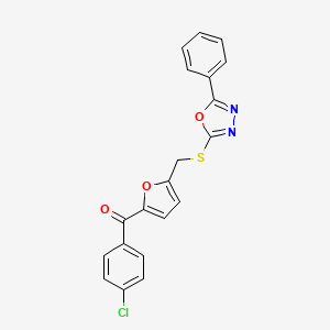 (4-Chlorophenyl)(5-{[(5-phenyl-1,3,4-oxadiazol-2-yl)sulfanyl]methyl}furan-2-yl)methanone