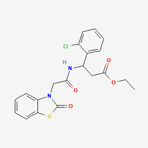 molecular formula C20H19ClN2O4S B15004231 ethyl 3-(2-chlorophenyl)-3-{[(2-oxo-1,3-benzothiazol-3(2H)-yl)acetyl]amino}propanoate 