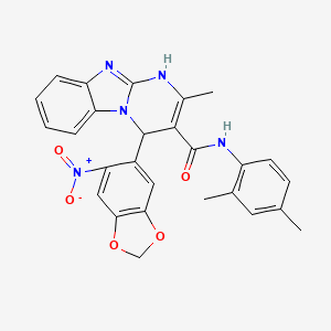 molecular formula C27H23N5O5 B15004239 N-(2,4-dimethylphenyl)-2-methyl-4-(6-nitro-1,3-benzodioxol-5-yl)-1,4-dihydropyrimido[1,2-a]benzimidazole-3-carboxamide 