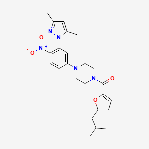 molecular formula C24H29N5O4 B15004269 {4-[3-(3,5-dimethyl-1H-pyrazol-1-yl)-4-nitrophenyl]piperazin-1-yl}[5-(2-methylpropyl)furan-2-yl]methanone 