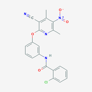 2-chloro-N-{3-[(3-cyano-4,6-dimethyl-5-nitropyridin-2-yl)oxy]phenyl}benzamide