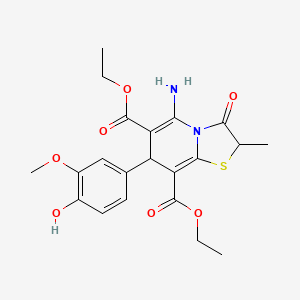 diethyl 5-amino-7-(4-hydroxy-3-methoxyphenyl)-2-methyl-3-oxo-2,3-dihydro-7H-[1,3]thiazolo[3,2-a]pyridine-6,8-dicarboxylate