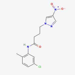 molecular formula C14H15ClN4O3 B15004308 N-(5-chloro-2-methylphenyl)-4-(4-nitro-1H-pyrazol-1-yl)butanamide 