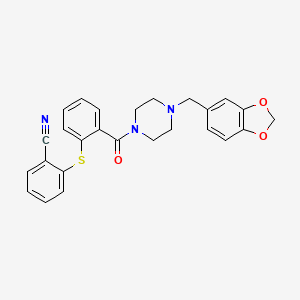 2-[(2-{[4-(1,3-Benzodioxol-5-ylmethyl)piperazin-1-yl]carbonyl}phenyl)sulfanyl]benzonitrile