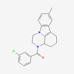 molecular formula C22H21ClN2O B15004326 (3-chlorophenyl)(8-methyl-1,2,3a,4,5,6-hexahydro-3H-pyrazino[3,2,1-jk]carbazol-3-yl)methanone 