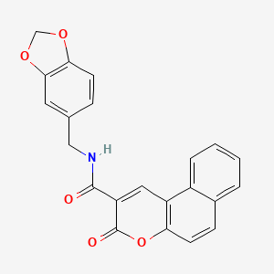 molecular formula C22H15NO5 B15004353 N-(1,3-benzodioxol-5-ylmethyl)-3-oxo-3H-benzo[f]chromene-2-carboxamide 