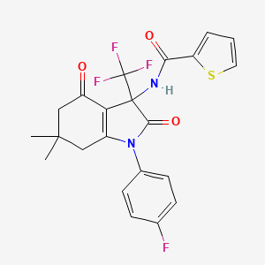 N-[1-(4-fluorophenyl)-6,6-dimethyl-2,4-dioxo-3-(trifluoromethyl)-2,3,4,5,6,7-hexahydro-1H-indol-3-yl]thiophene-2-carboxamide