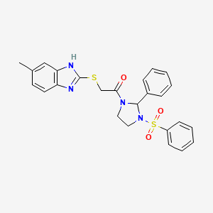 2-[(5-methyl-1H-benzimidazol-2-yl)sulfanyl]-1-[2-phenyl-3-(phenylsulfonyl)imidazolidin-1-yl]ethanone