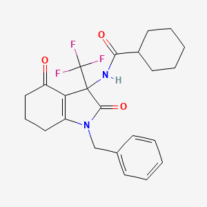 molecular formula C23H25F3N2O3 B15004445 N-[1-benzyl-2,4-dioxo-3-(trifluoromethyl)-2,3,4,5,6,7-hexahydro-1H-indol-3-yl]cyclohexanecarboxamide 