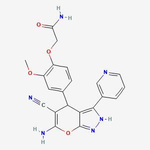 2-[4-(6-Amino-5-cyano-3-pyridin-3-yl-1,4-dihydropyrano[2,3-c]pyrazol-4-yl)-2-methoxyphenoxy]acetamide