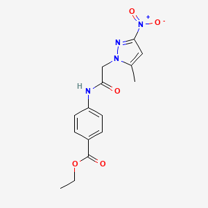 molecular formula C15H16N4O5 B15004483 ethyl 4-{[(5-methyl-3-nitro-1H-pyrazol-1-yl)acetyl]amino}benzoate 