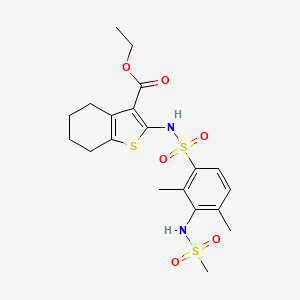 molecular formula C20H26N2O6S3 B15004508 Ethyl 2-[({2,4-dimethyl-3-[(methylsulfonyl)amino]phenyl}sulfonyl)amino]-4,5,6,7-tetrahydro-1-benzothiophene-3-carboxylate 