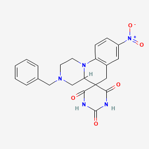 molecular formula C22H21N5O5 B15004538 3-benzyl-8-nitro-2,3,4,4a-tetrahydro-1H,2'H,6H-spiro[pyrazino[1,2-a]quinoline-5,5'-pyrimidine]-2',4',6'(1'H,3'H)-trione 