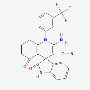 molecular formula C24H17F3N4O2 B15004546 2'-amino-2,5'-dioxo-1'-[3-(trifluoromethyl)phenyl]-1,2,5',6',7',8'-hexahydro-1'H-spiro[indole-3,4'-quinoline]-3'-carbonitrile 