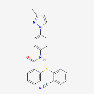 2-[(2-cyanophenyl)sulfanyl]-N-[4-(3-methyl-1H-pyrazol-1-yl)phenyl]benzamide