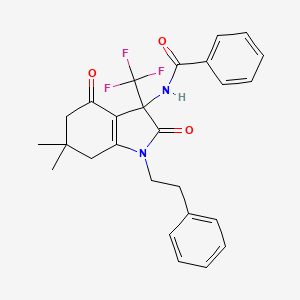 N-[6,6-dimethyl-2,4-dioxo-1-(2-phenylethyl)-3-(trifluoromethyl)-2,3,4,5,6,7-hexahydro-1H-indol-3-yl]benzamide