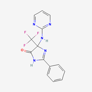 molecular formula C14H10F3N5O B15004577 2-phenyl-5-(pyrimidin-2-ylamino)-5-(trifluoromethyl)-3,5-dihydro-4H-imidazol-4-one 