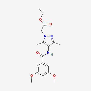 [4-(3,5-Dimethoxybenzoylamino)-3,5-dimethylpyrazol-1-yl]acetic acid, ethyl ester