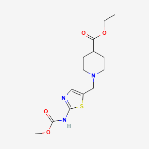 molecular formula C14H21N3O4S B15004630 Ethyl 1-({2-[(methoxycarbonyl)amino]-1,3-thiazol-5-yl}methyl)piperidine-4-carboxylate 