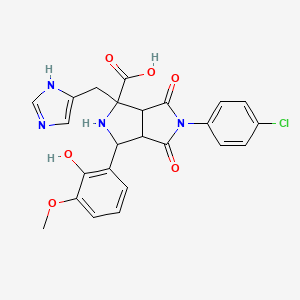 molecular formula C24H21ClN4O6 B15004658 5-(4-chlorophenyl)-3-(2-hydroxy-3-methoxyphenyl)-1-(1H-imidazol-4-ylmethyl)-4,6-dioxooctahydropyrrolo[3,4-c]pyrrole-1-carboxylic acid 