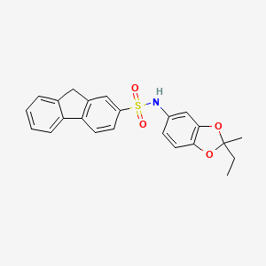 molecular formula C23H21NO4S B15004674 N-(2-ethyl-2-methyl-1,3-benzodioxol-5-yl)-9H-fluorene-2-sulfonamide 