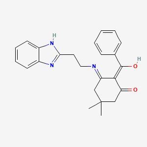 molecular formula C24H25N3O2 B15004782 3-{[2-(1H-benzimidazol-2-yl)ethyl]amino}-5,5-dimethyl-2-(phenylcarbonyl)cyclohex-2-en-1-one 