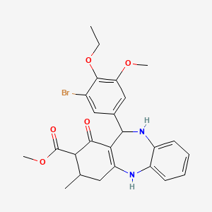 molecular formula C25H27BrN2O5 B15004787 methyl 11-(3-bromo-4-ethoxy-5-methoxyphenyl)-3-methyl-1-oxo-2,3,4,5,10,11-hexahydro-1H-dibenzo[b,e][1,4]diazepine-2-carboxylate 