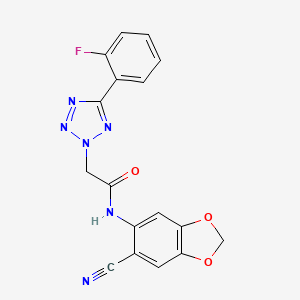 molecular formula C17H11FN6O3 B15004799 N-(6-cyano-1,3-benzodioxol-5-yl)-2-[5-(2-fluorophenyl)-2H-tetrazol-2-yl]acetamide 