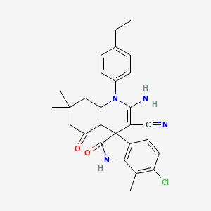 molecular formula C28H27ClN4O2 B15004807 2'-amino-6-chloro-1'-(4-ethylphenyl)-7,7',7'-trimethyl-2,5'-dioxo-1,2,5',6',7',8'-hexahydro-1'H-spiro[indole-3,4'-quinoline]-3'-carbonitrile 