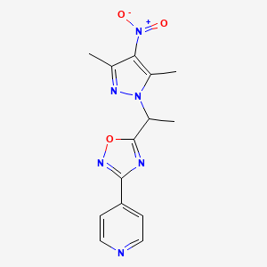 molecular formula C14H14N6O3 B15004816 4-{5-[1-(3,5-dimethyl-4-nitro-1H-pyrazol-1-yl)ethyl]-1,2,4-oxadiazol-3-yl}pyridine 